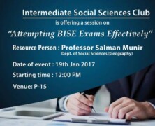 ISSC to hold a session on Attempting BISE Exams Effectively