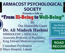 APS to hold talk on ‘From Ill-being to Well-being’