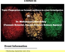 SCS to organize lecture on Fingerprints as Forensic Evidence