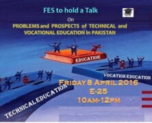 FES to hold a talk on ‘Problems and Prospects of Technical and Vocational Education in Pakistan’
