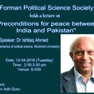 FPSS to hold a lecture on Preconditions for Peace Between India and Pakistan