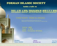Islamic Society to hold talk on Islam and Modern Challenges