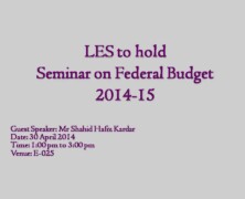 LES to hold Seminar on Federal Budget 2014-15