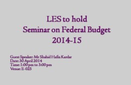 LES to hold Seminar on Federal Budget 2014-15