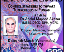 SBS to hold talk on strategies used to control tuberculosis